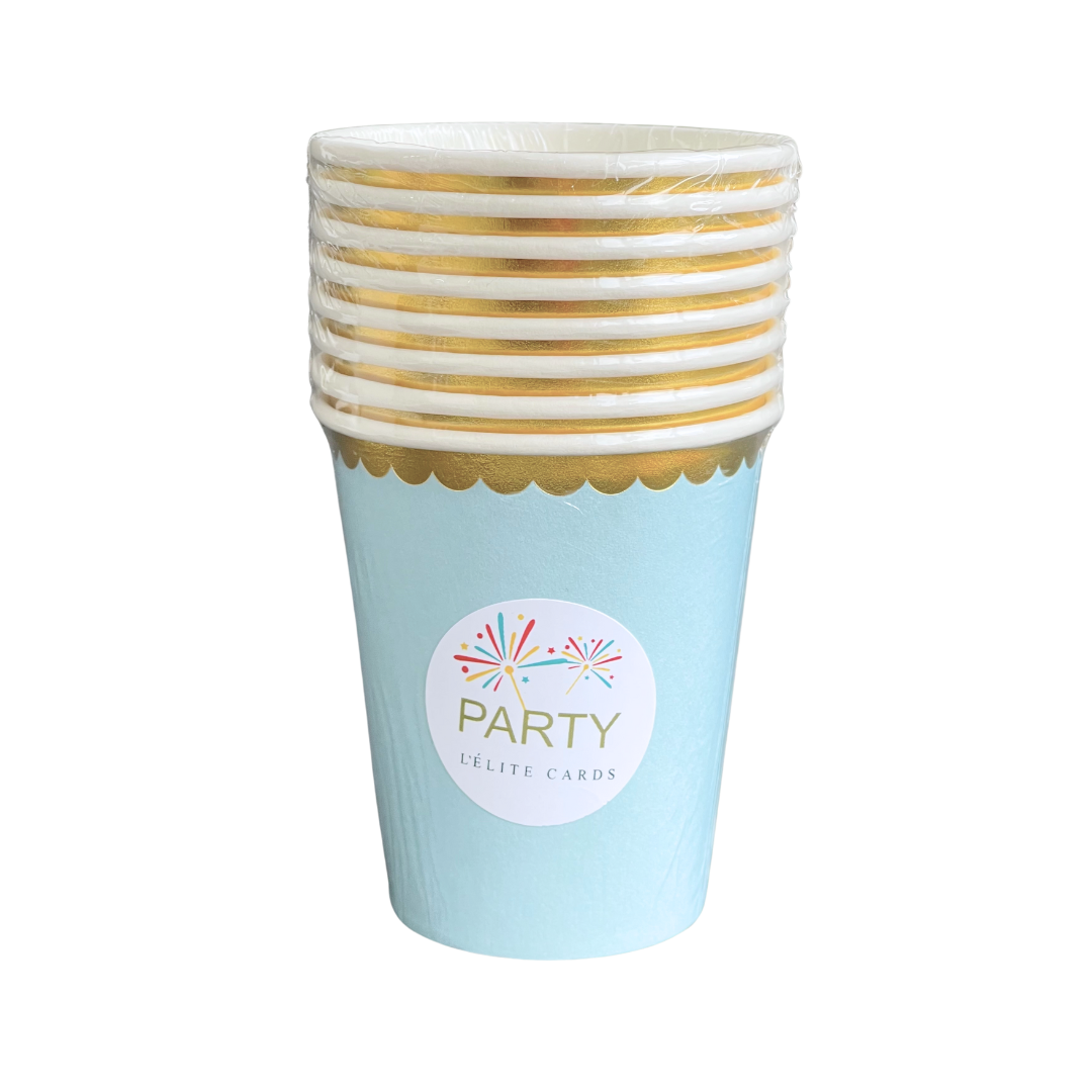 Vasos Festón Azul Pastel