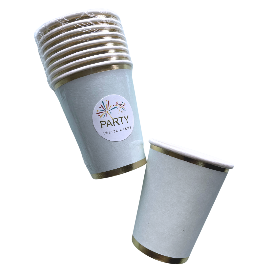 Vasos azul luna bordes gold