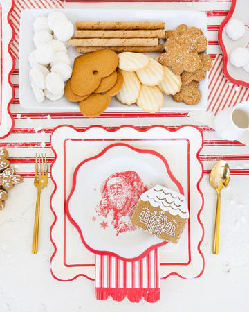 Servilletas Cena con Rayas Rojas