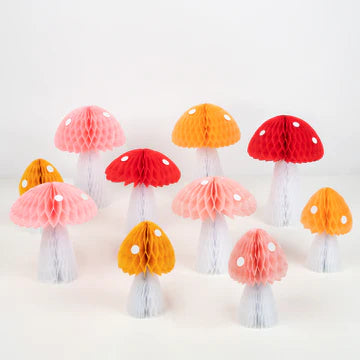 Decoración Hongos nido de abeja