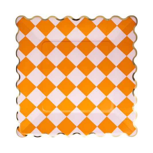 Platos grandes Rombos en Rosado y Naranja