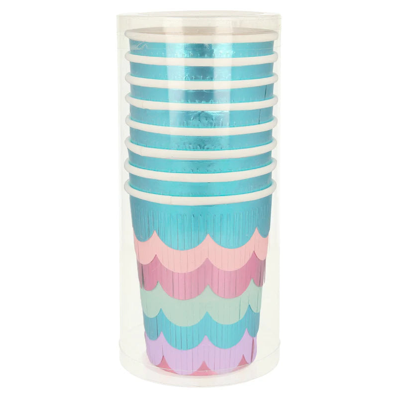 Vasos con flecos festoneados de Sirena