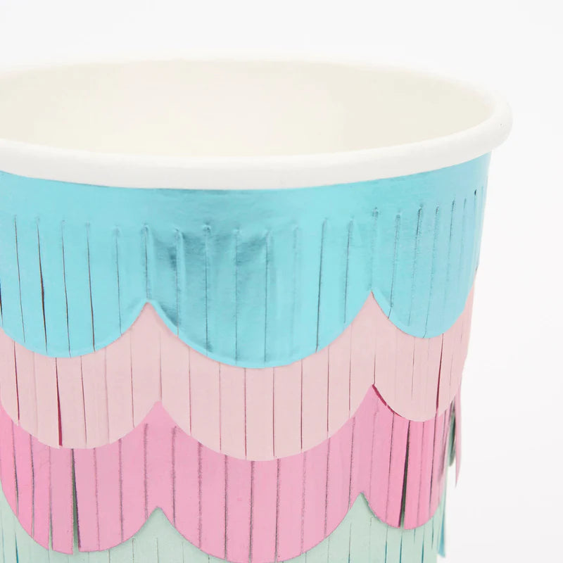 Vasos con flecos festoneados de Sirena